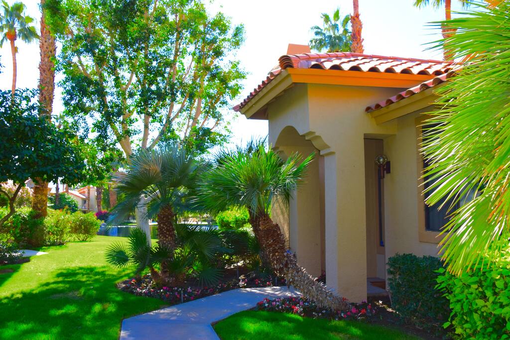 Entry with fruit trees