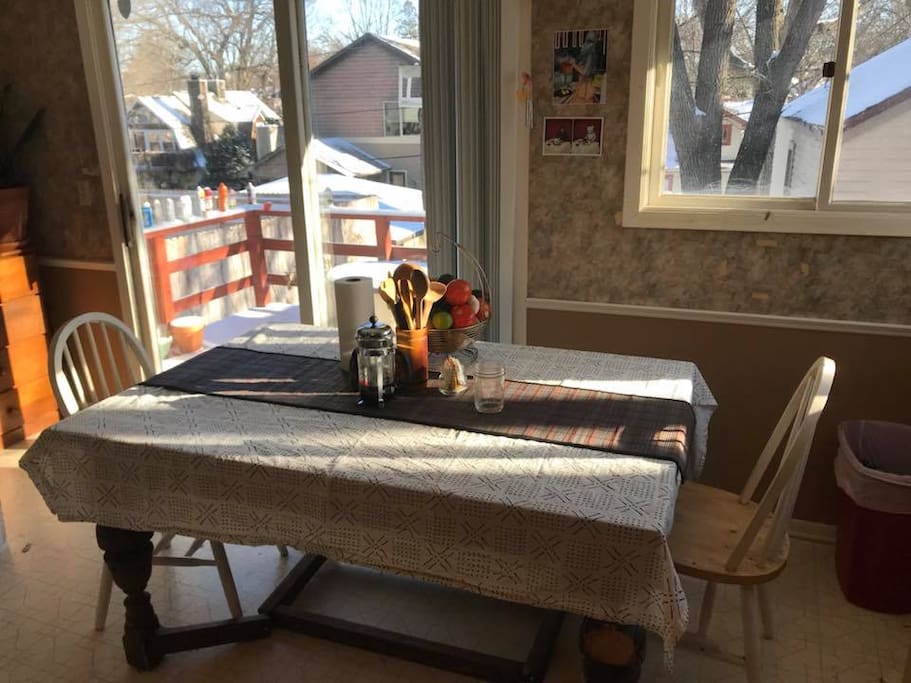 The Kitchen and dining area get wonderful light in the early morning through afternoon.