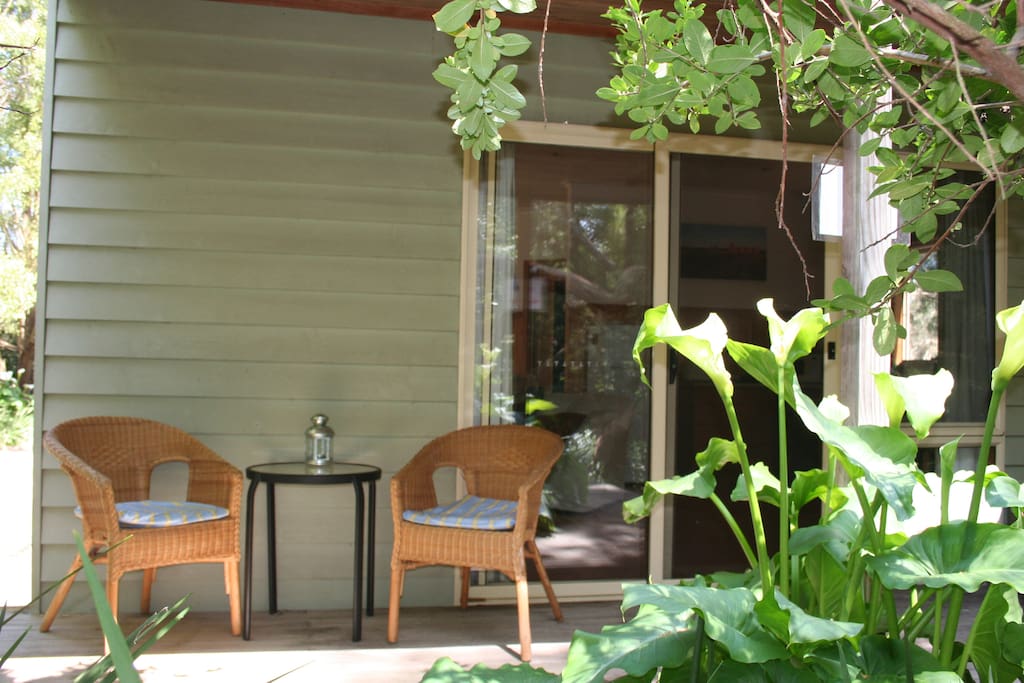 Covered decking with seating and electric bbq