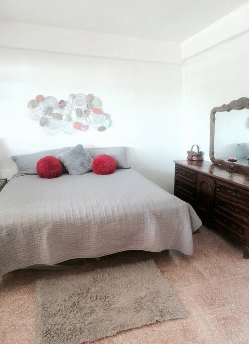 Large bedroom With A/C and a King size Bed