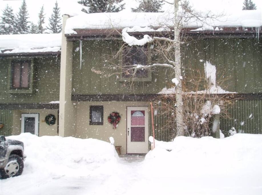 Ptarmigan Unit 15 entrance with two reserved parking slots