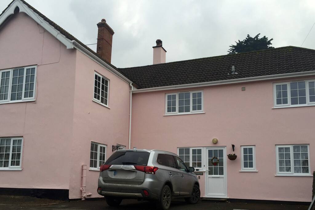 Front of house with 2 free off road car parking spaces