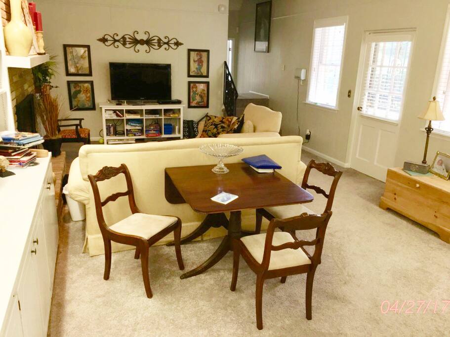 Den with 60" TV, DirecTV, and private entrance