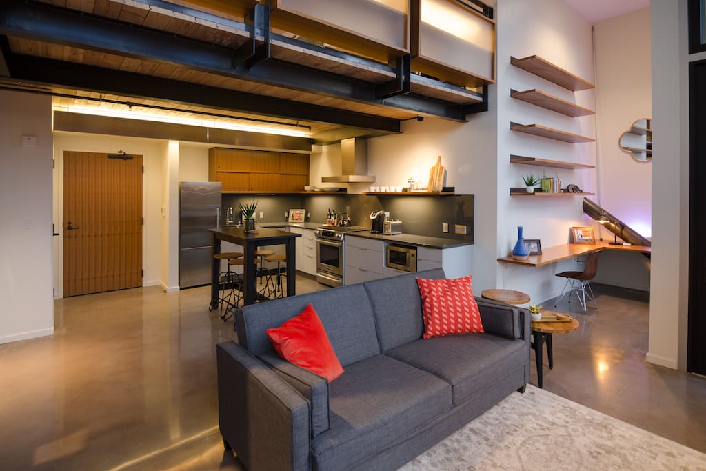 Sleeper sofa folds down for extra guests