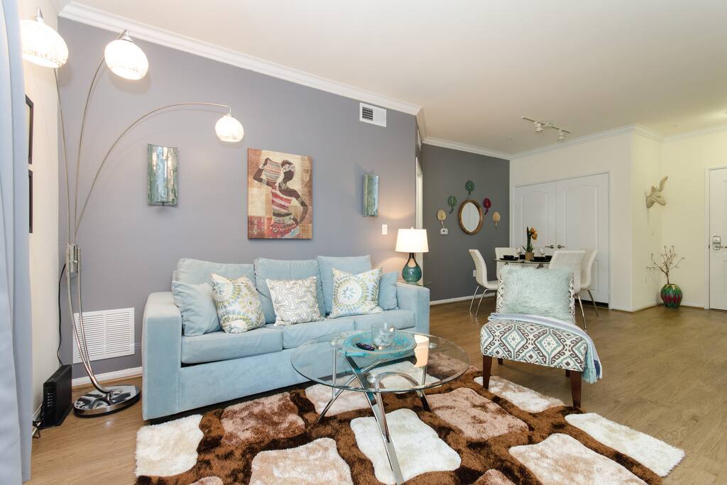 Gorgeous living room with custom decor