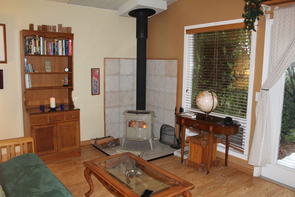 wood heat in the main room, and electric heat in each room