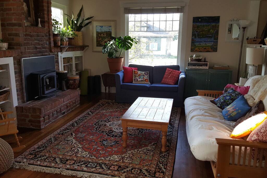 futon on the right folds out to a queen size bed for 2