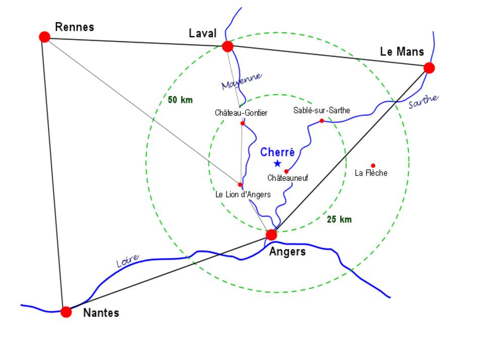 Plan de situation de Cherré 49330