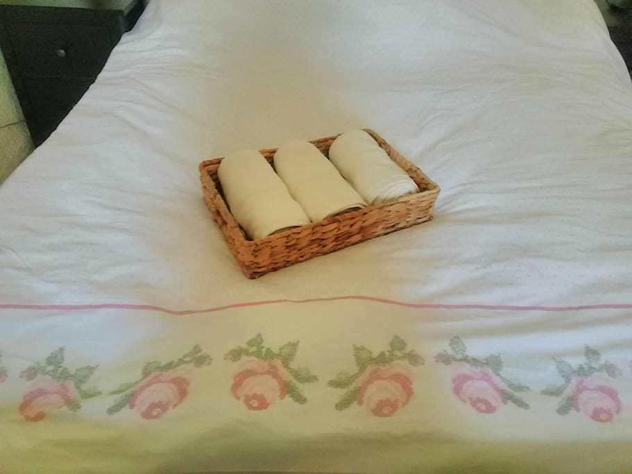 Clean bed linens and towels for our guests.