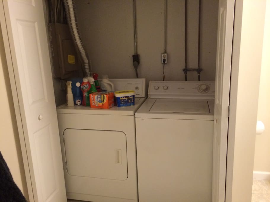 washer and dryer is in the Airbnb bathroom and is available for use for a small fee
