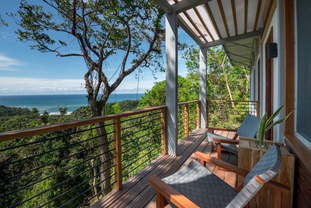 The deck space outside the bedroom