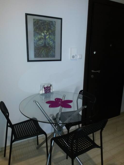 Front door and kitchen table