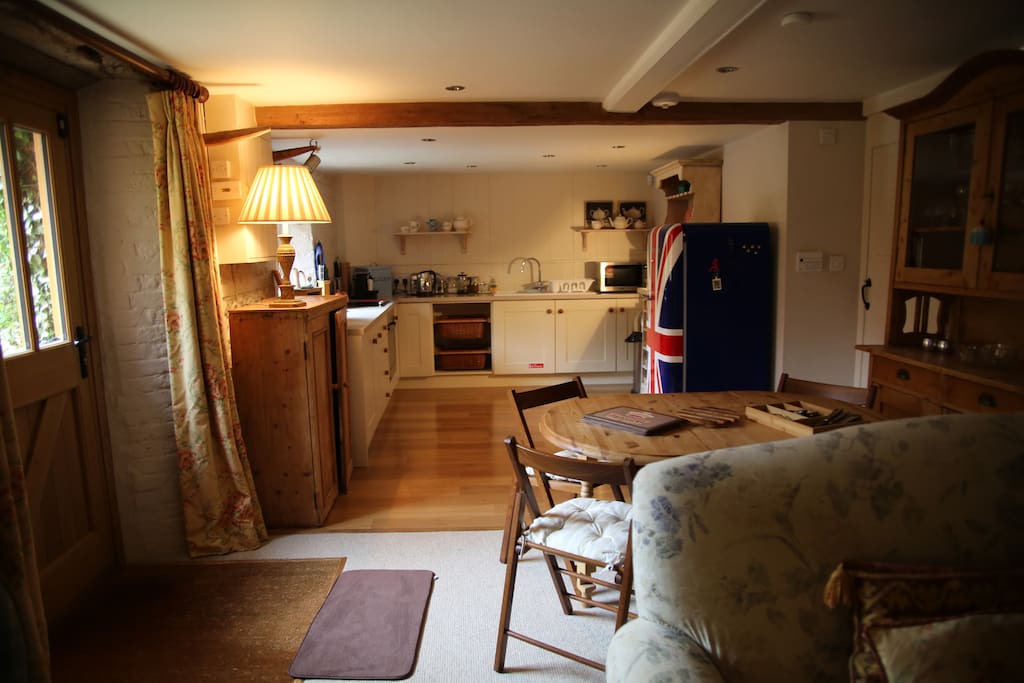 The kitchen with the union jack SMEG fridge