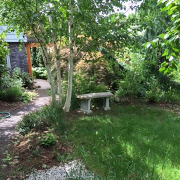 Garden sitting areas.