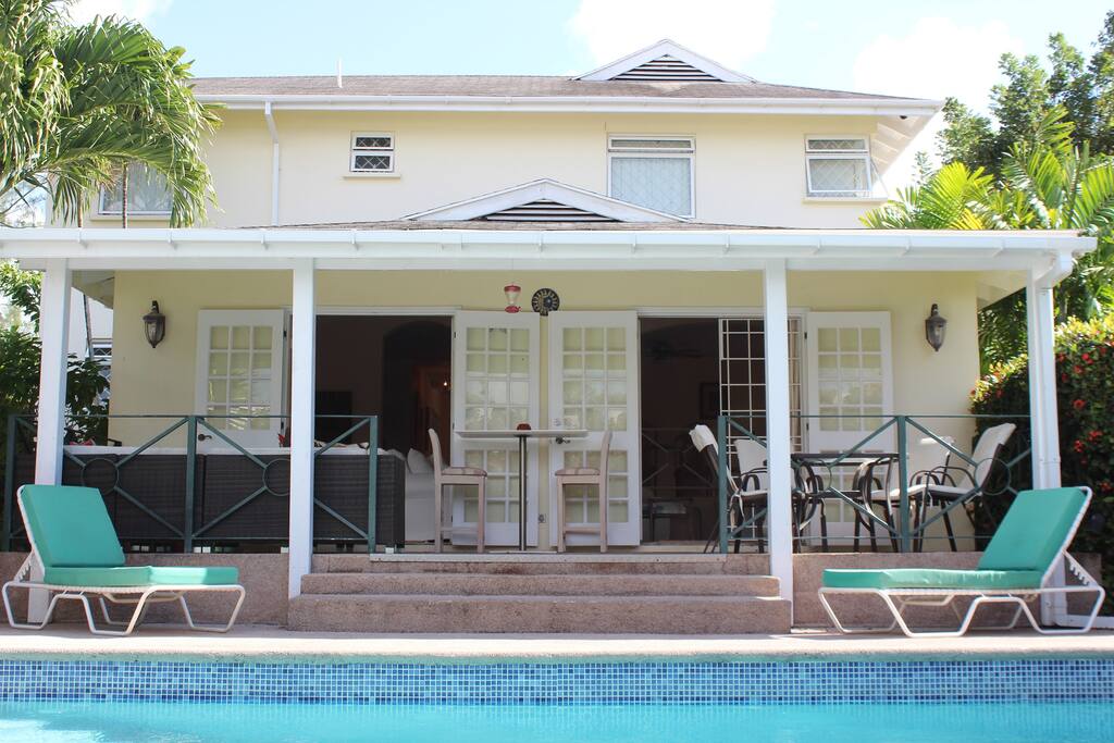 Poolside view of villa
