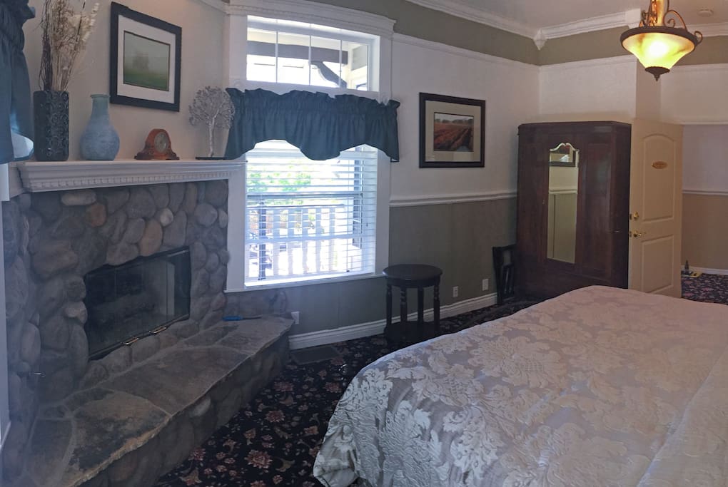 Tercero features a California King size bed, river rock fireplace, and sitting area