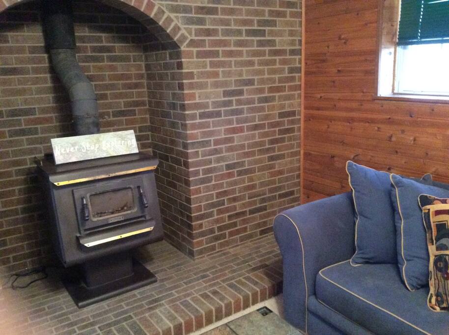 Wood burning stove for a rustic feel