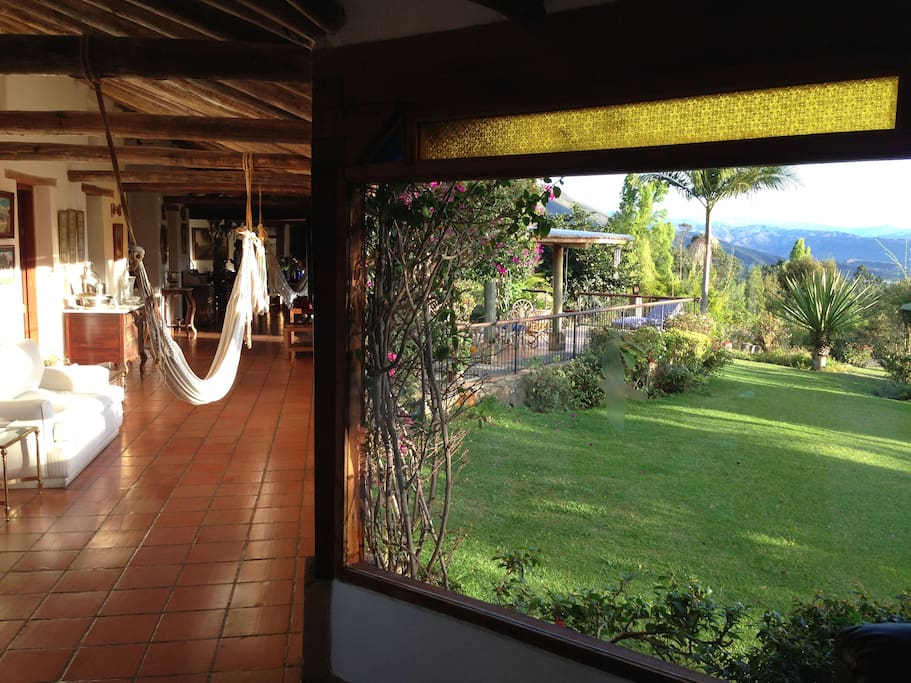 Corridor with hammocks