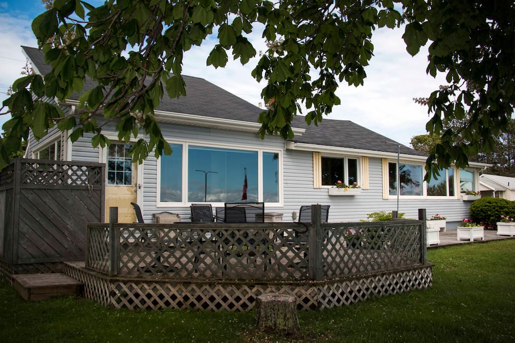 Private outside deck, with a bbq