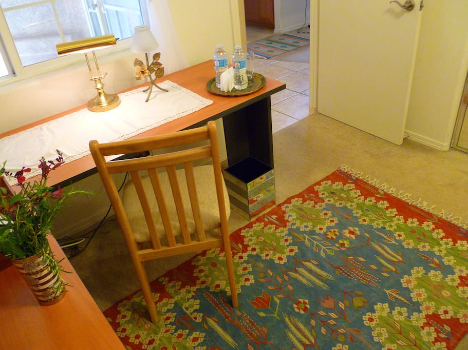 entrance to spacious bedroom, locks on all doors, complimentary water
