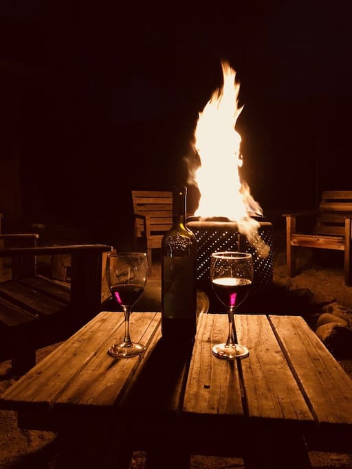 Hang out around a wood burning fire and enjoy the occasional meteor shower, have a glass of wine, or roast some S’mores! (Firewood NOT provided. Use caution at all times with any open flames.)