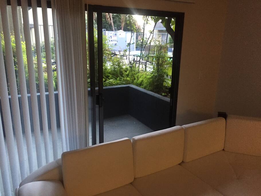 Balcony and pool area.