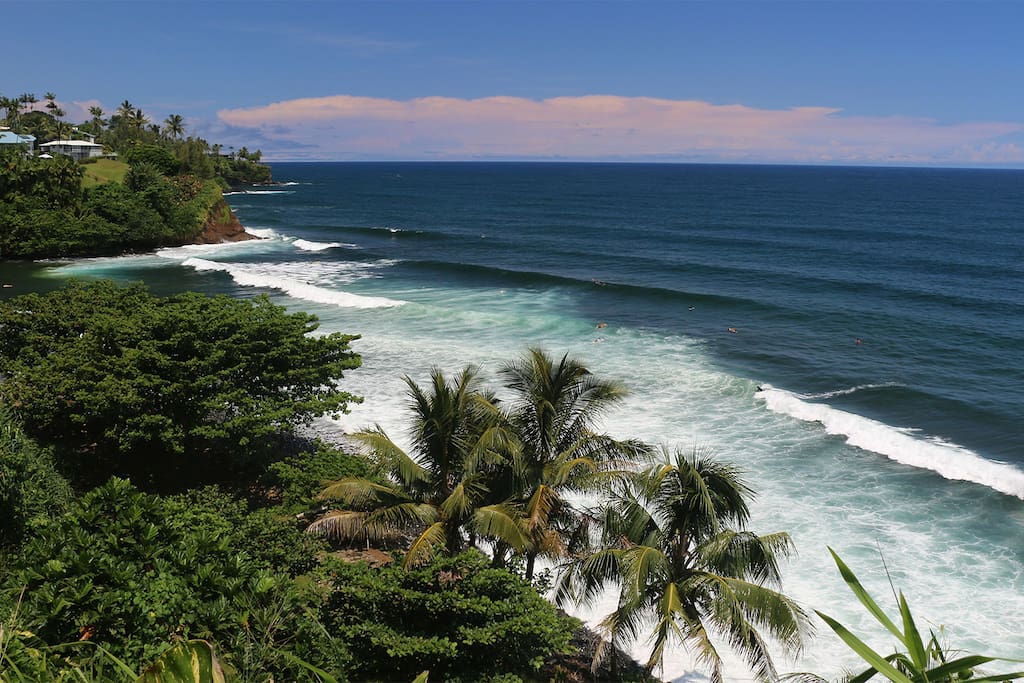 Honolii Beach Park 6.7 miles toward Hilo from our home - Local surfing spot