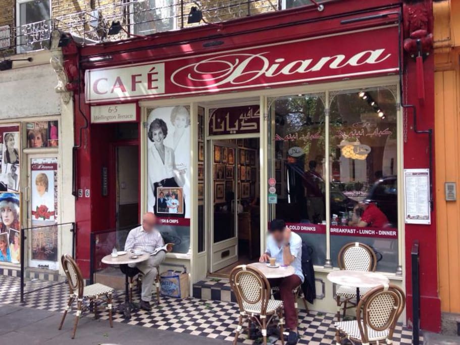 Princess Diana's Café, is just on the corner of the flat