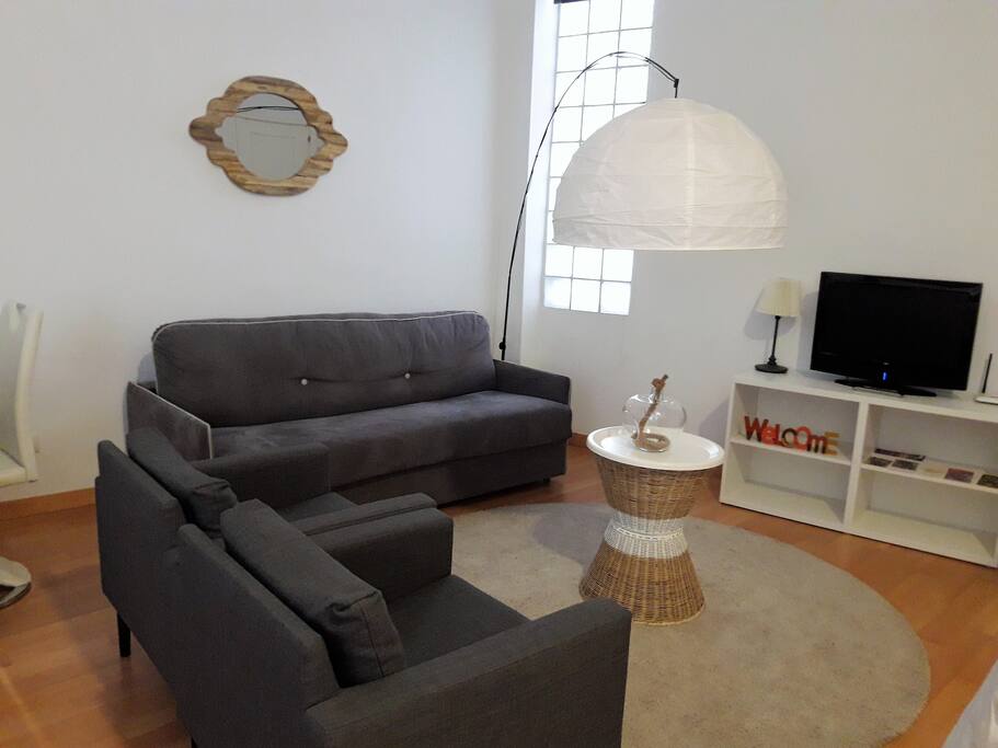 Gran salón con sofá cama doble , wifi, aire frío/calor. tv