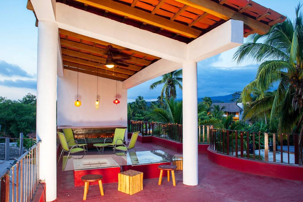 Spectacular views of the mangrove, mountain and sunset from the rooftop terrace.