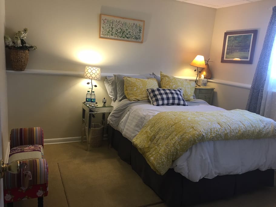 Comfy, sunny room, free bottled water - (breakfast* Let me know when you book, if breakfast is requested, if you have a favorite breakfast treat!)