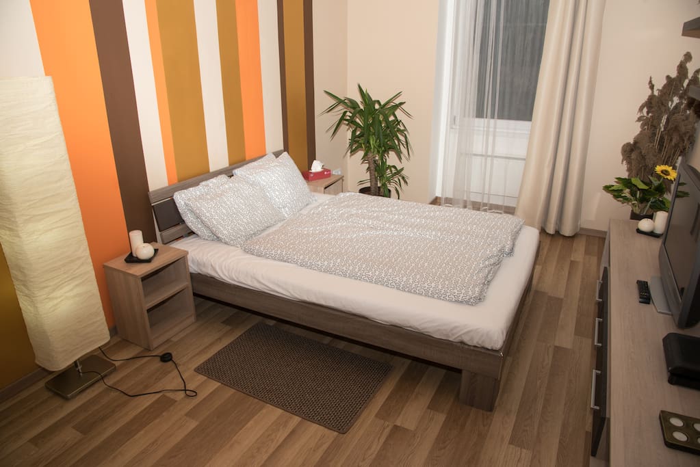 bedroom with a new bed