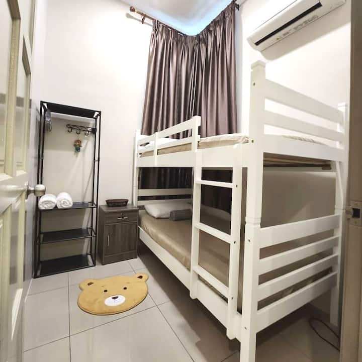 Tiny room with a bunk bed for two