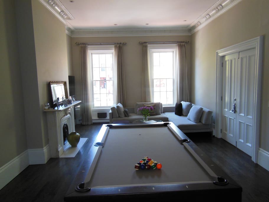 Parlor level area with pool table