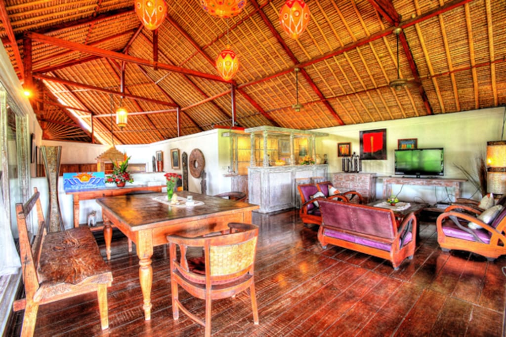 Spacious living room with a bar an place to relax washing TV connect with the world with Orange Parabola ...