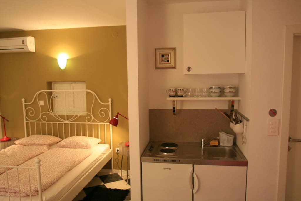 Room with a kitchen
