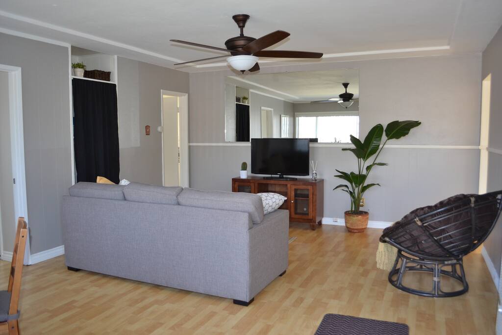 Cozy living room with queen memory foam sleeper sofa