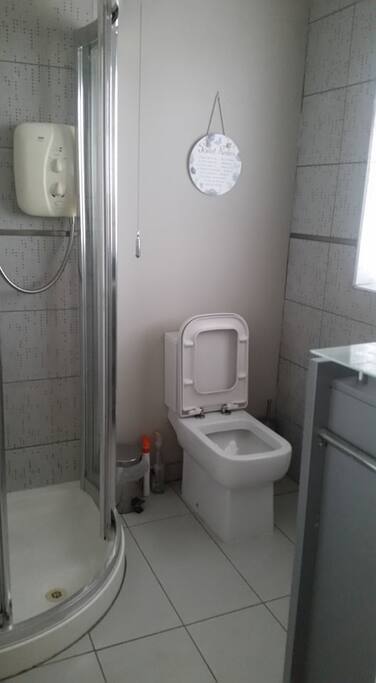 The bathroom is for guest only it has an electric shower