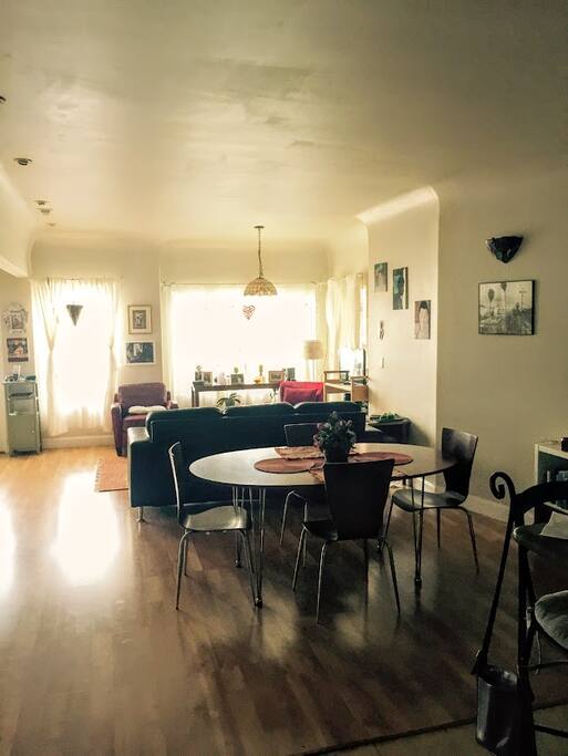 Big living, dining, kitchen space.