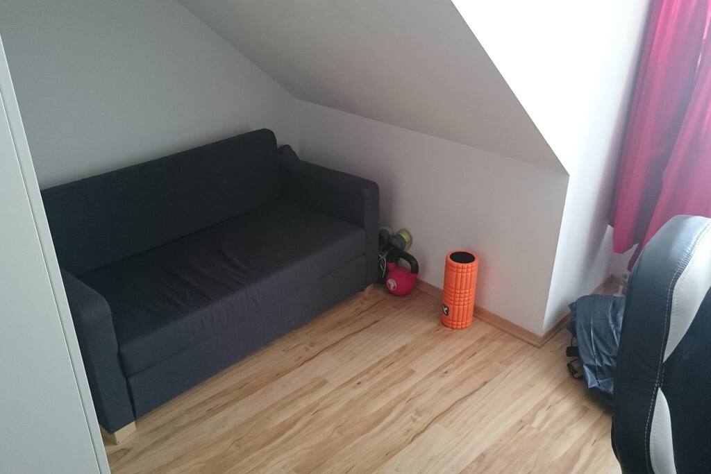 Here's the living area, where you can read or watch a movie on your laptop.