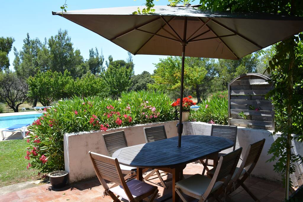 Terrasse vue piscine