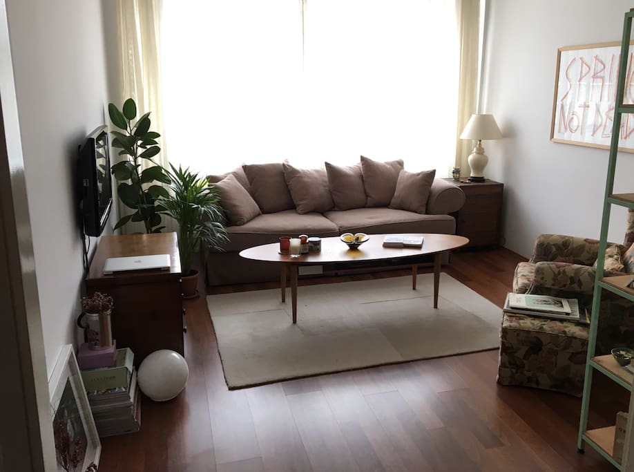 Living room's sight is wide open. There is the view of Topagaci neighborhood.