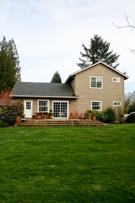 spacious yard behind the house.