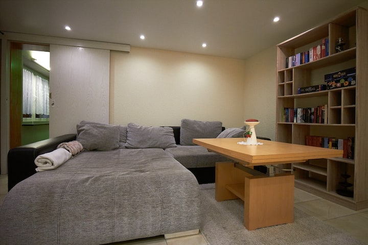 桑拿公寓的客厅，有睡眠选择（连接房间）