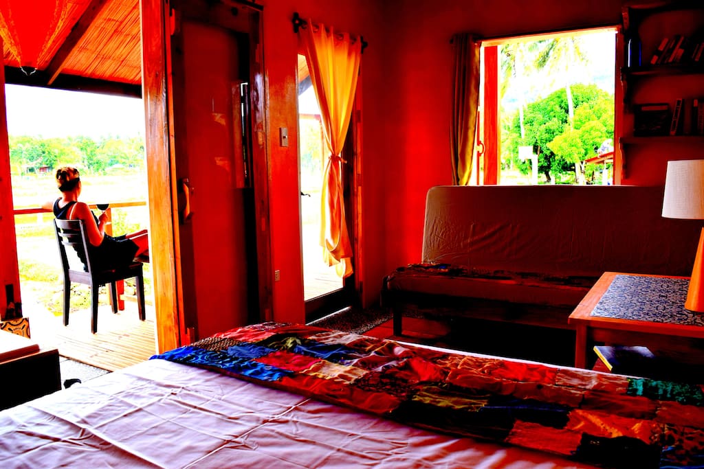 View of the deck and interior from the bed of the Hibok-Hibok villa