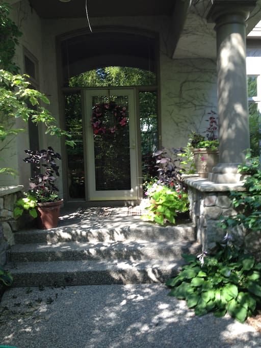 Front Entry. Ann's plantings everywhere.