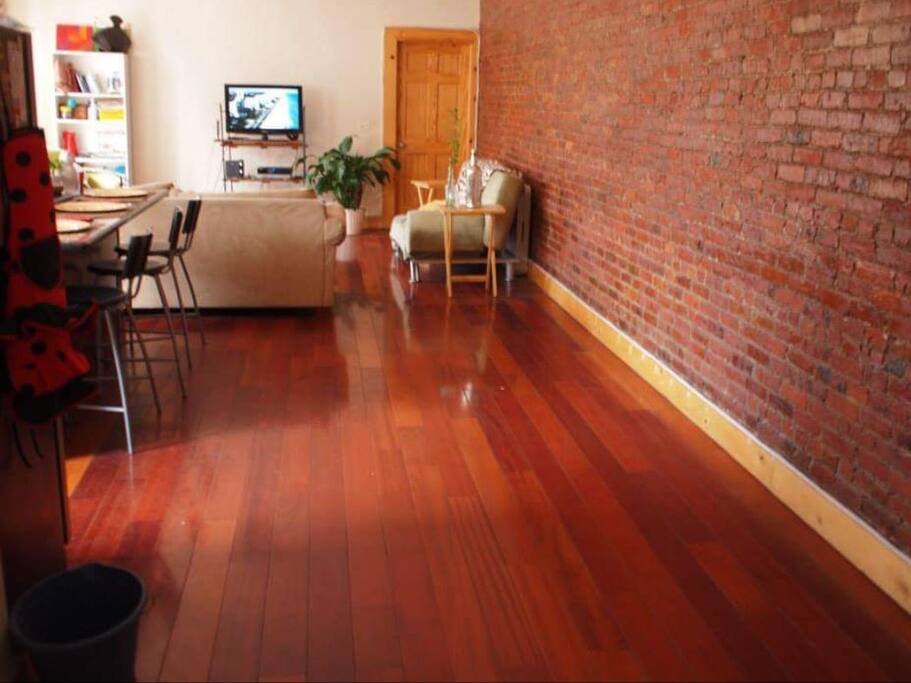 Our huge living space also have shared cable TV, huge kitchen, with everything you need to cook