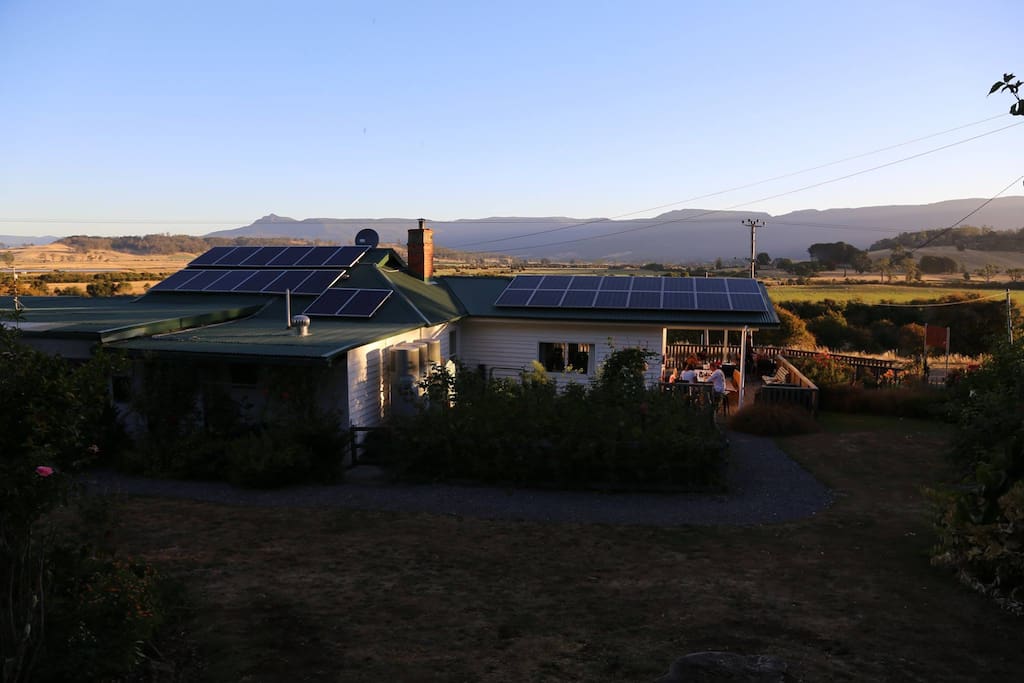 Evening light over the Farmhouse and Great Western Tiers