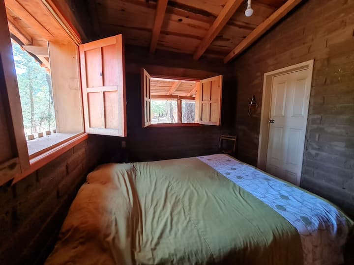 Un letto matrimoniale e un bagno per quella camera da letto. 