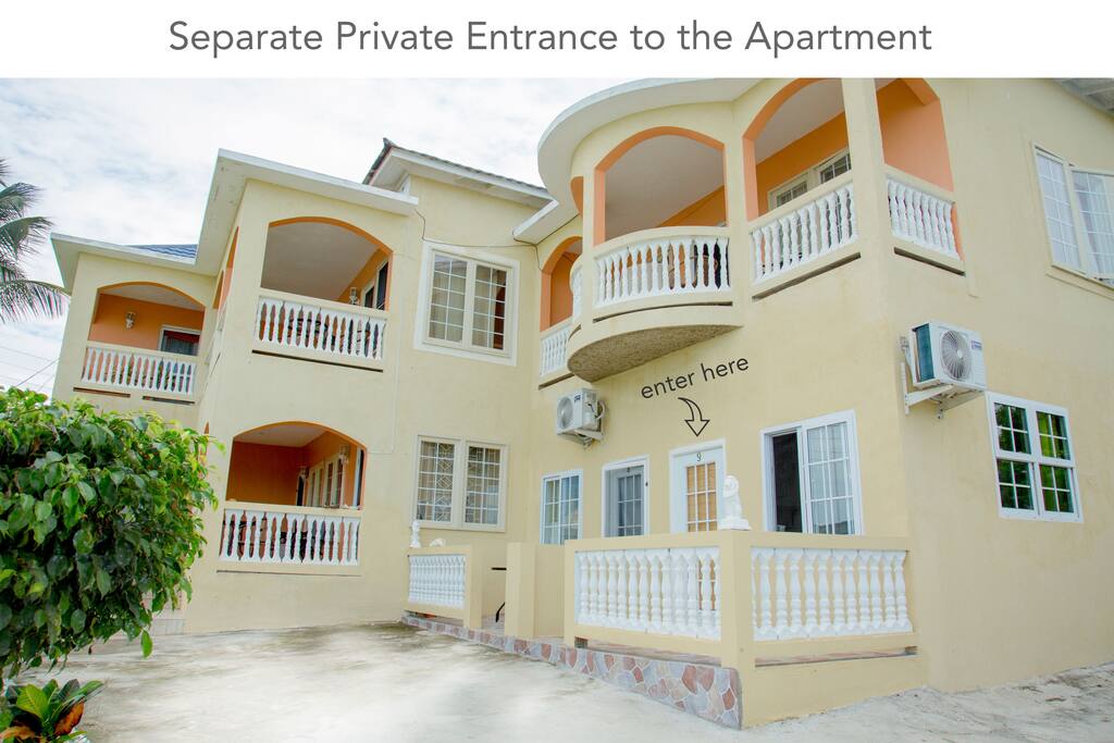 There is a separate private entrance to the apartment.